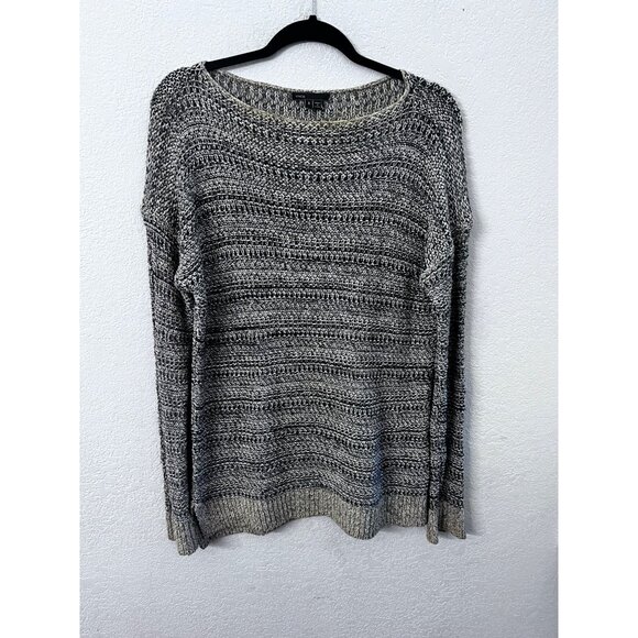 Vince Womens marbled tight knit long sleeve Sweater S Gray & White Striped - Picture 1 of 6
